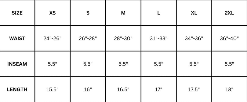 MESH SHORTS SIZE CHART – Vencer Co